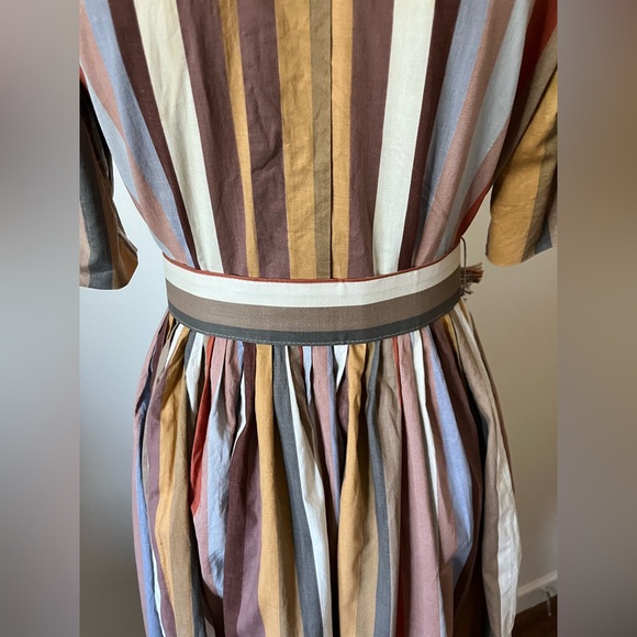 Vintage Carol Craig Striped Multicolor Midi Dress with Belt - Picture 10 of 14